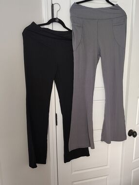 2 pair, Women’s Flare Leg Yoga Pants - 1 Black and 1 Gray